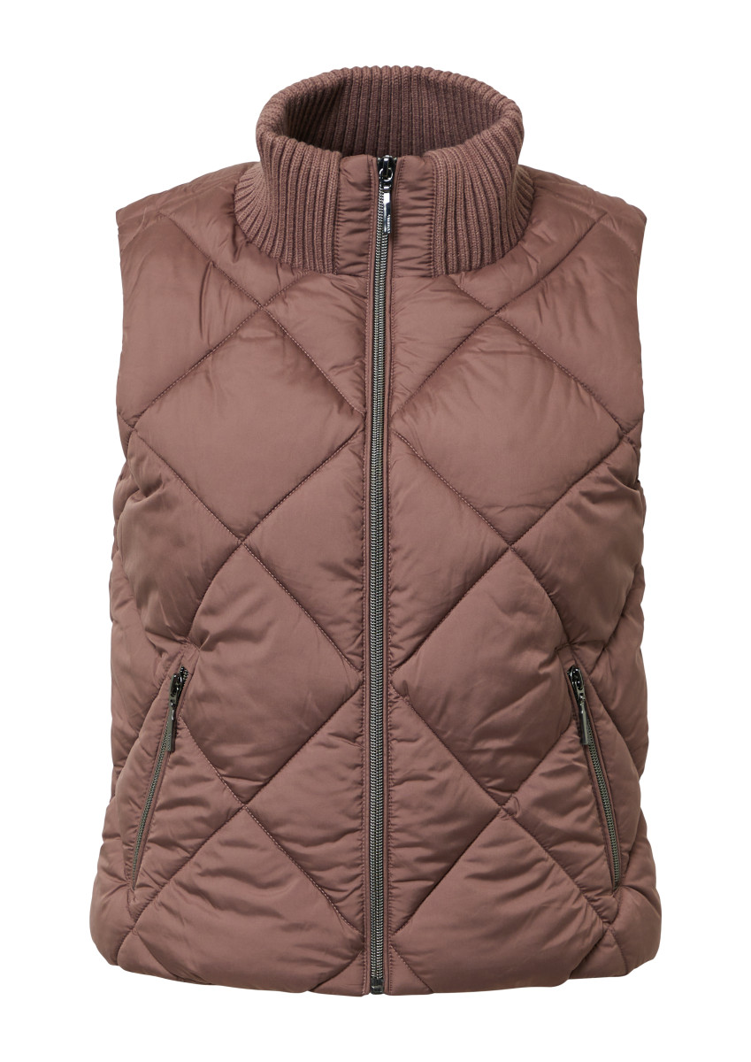 Steppweste mit Ripp-Stehkragen pink