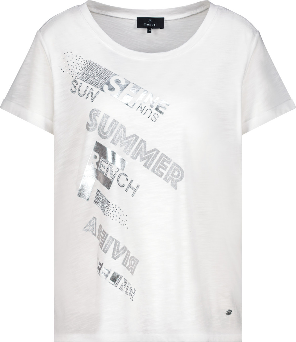 T-Shirt mit Schmuckschrift creme