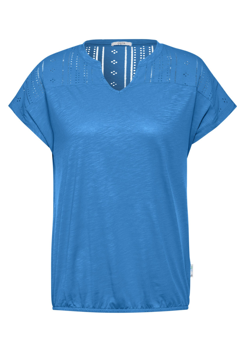 Ajour T-Shirt blau