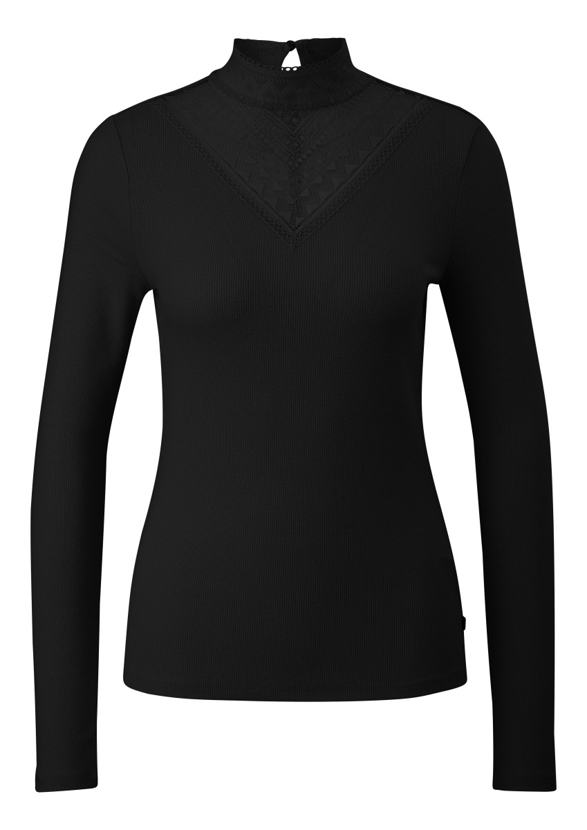 Rippshirt mit Spitzeneinsatz