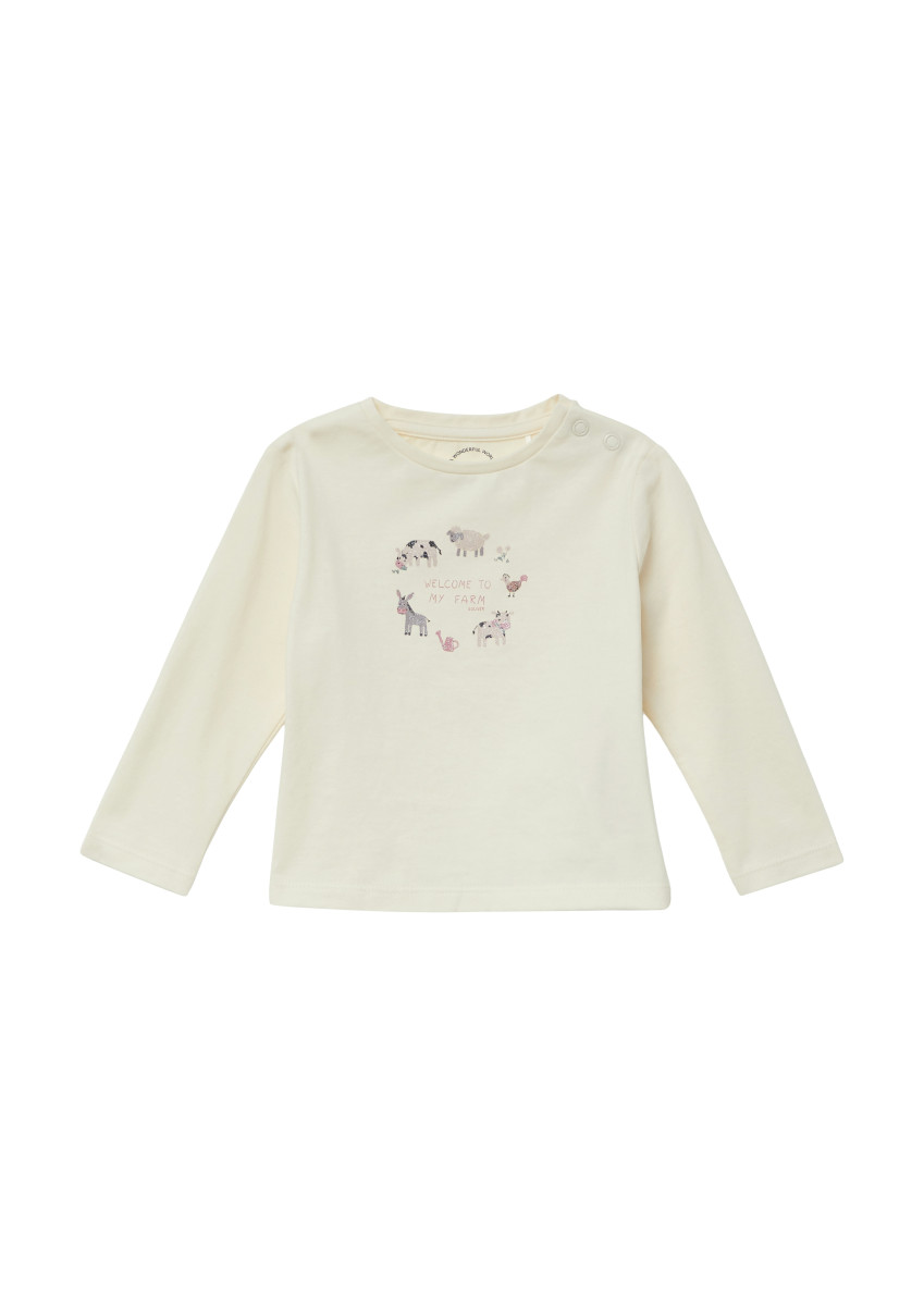 Longsleeve mit glitzerndem Frontprint creme