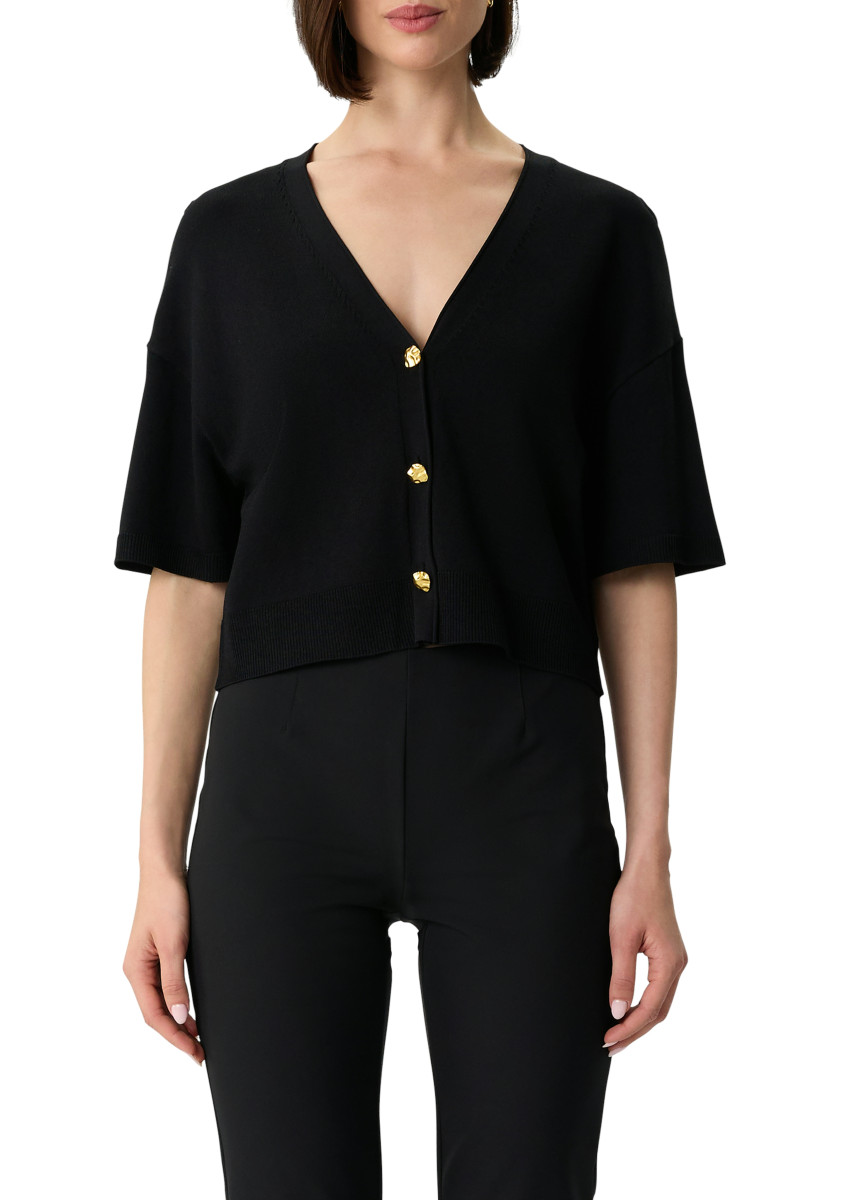 Kurzärmeliger Viskosemix-Cardigan