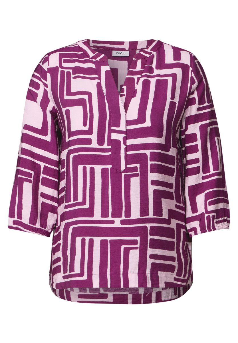 Gemusterte Strukturbluse pink