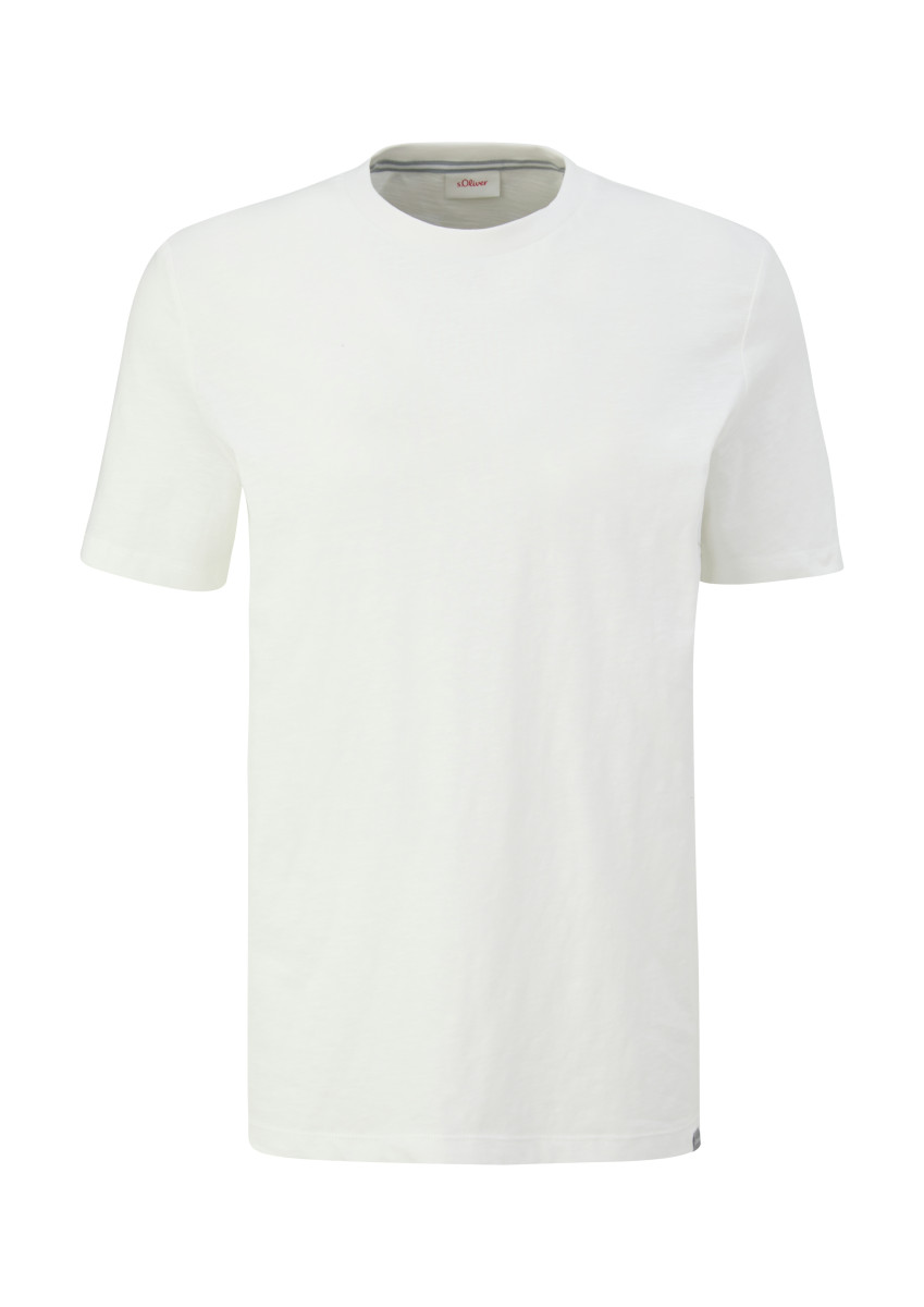 T-Shirt mit Flammgarnstruktur weiß