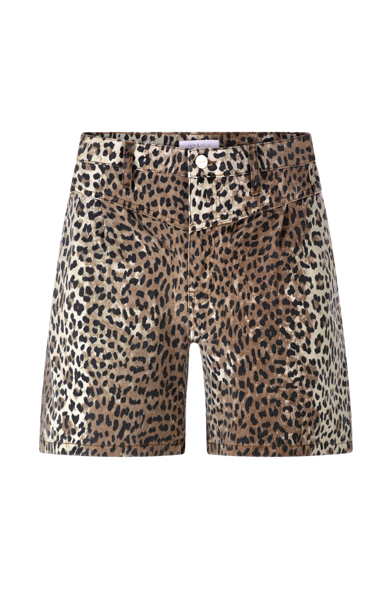 Leopard Print Denim Shorts