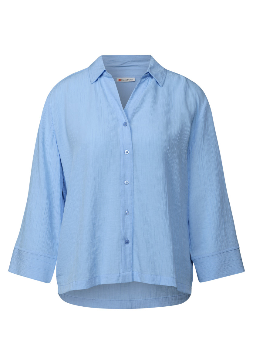 Crinkle-Hemdbluse blau