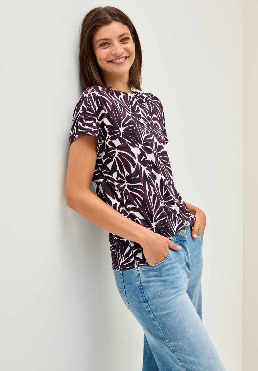 Print-Shirt mit Knopfdetail