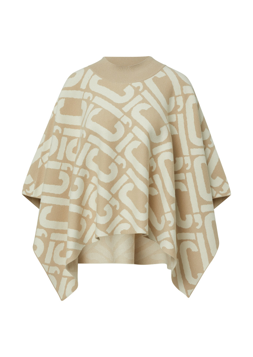 Strick-Poncho mit Icon-Print