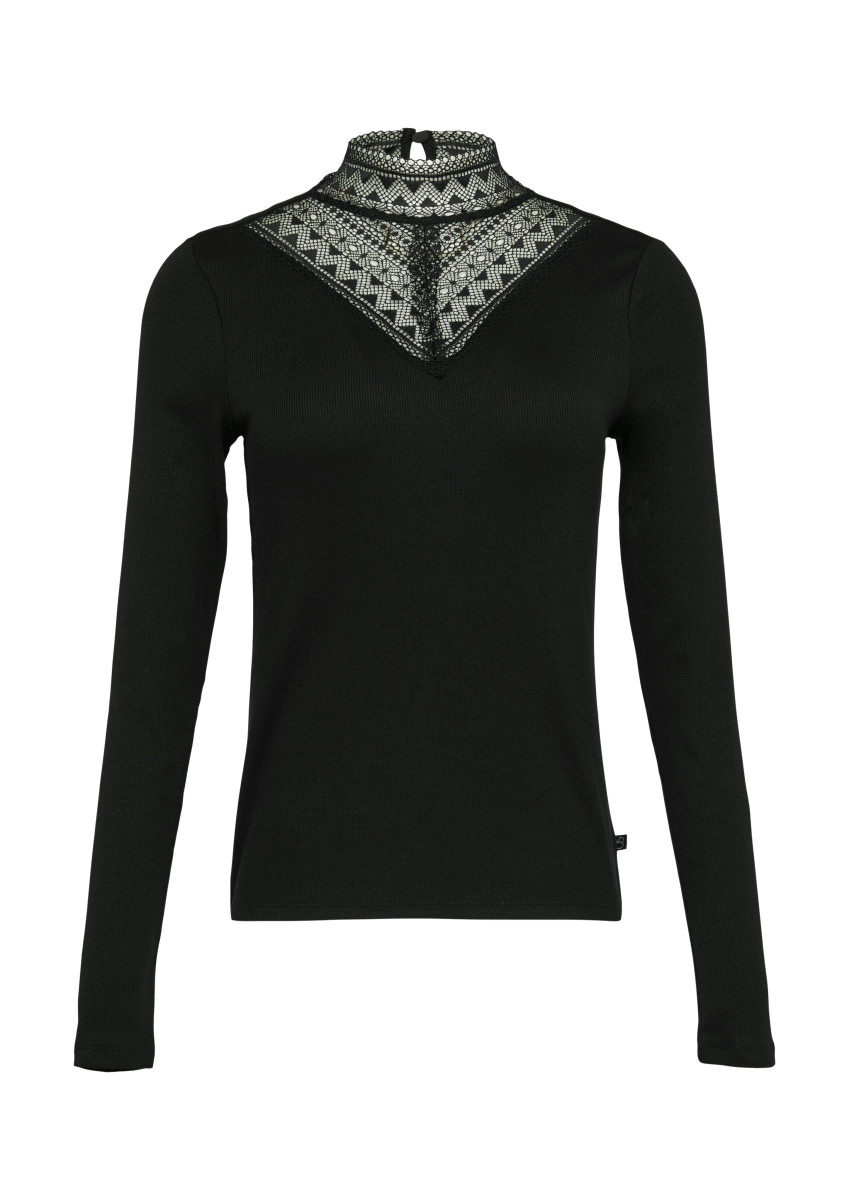 Rippshirt mit Spitzeneinsatz