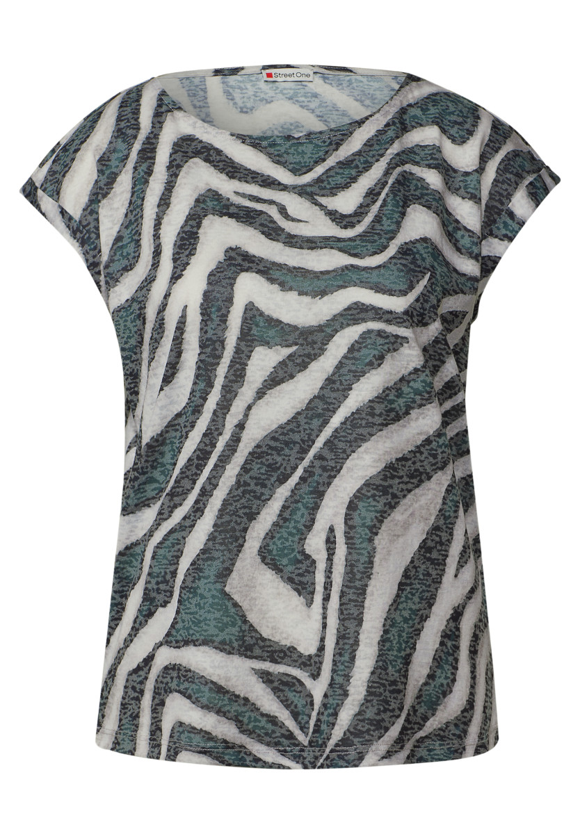 Gemustertes Ausbrenner-Shirt Grün