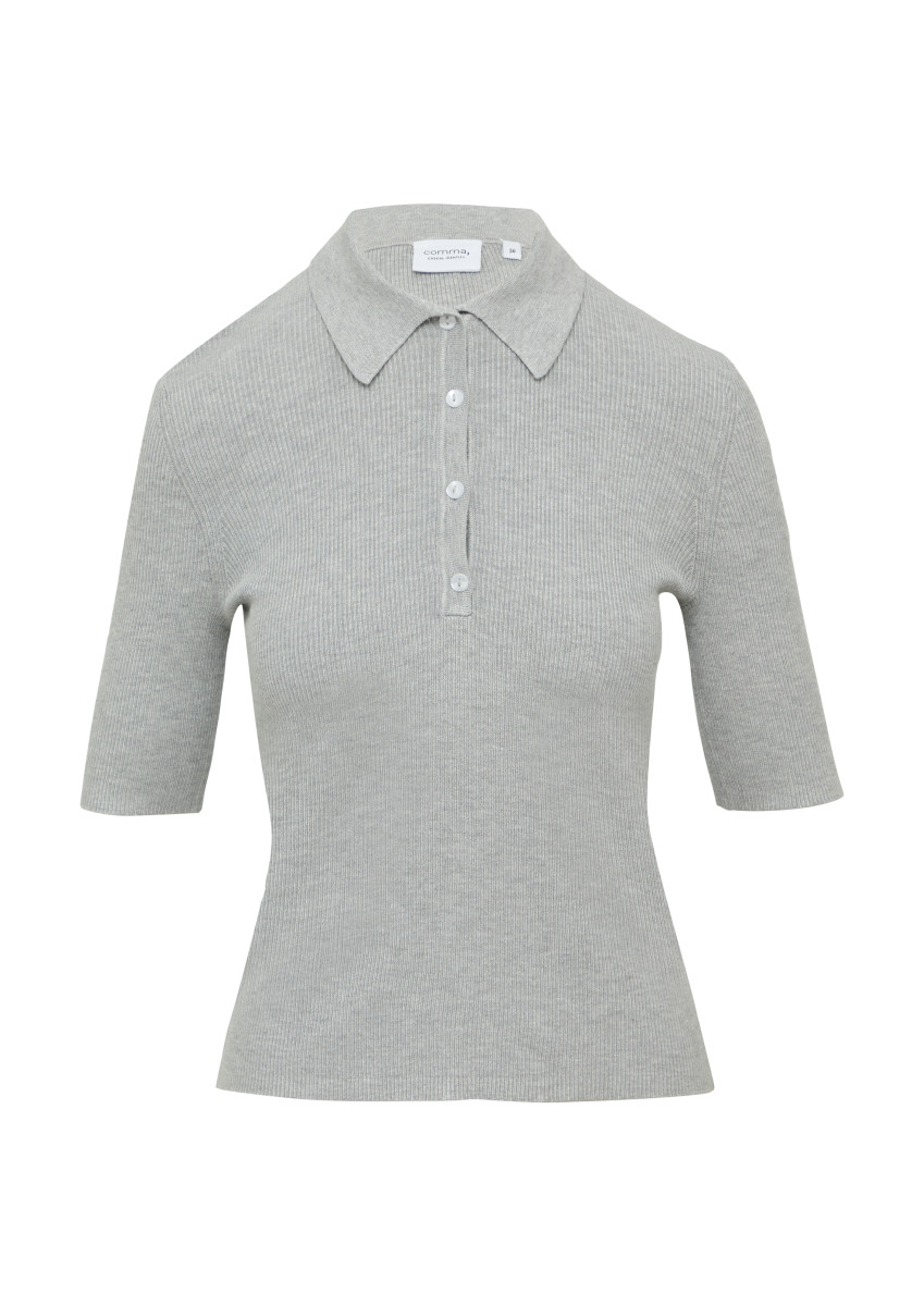Rippstrick-Shirt im Slim Fit