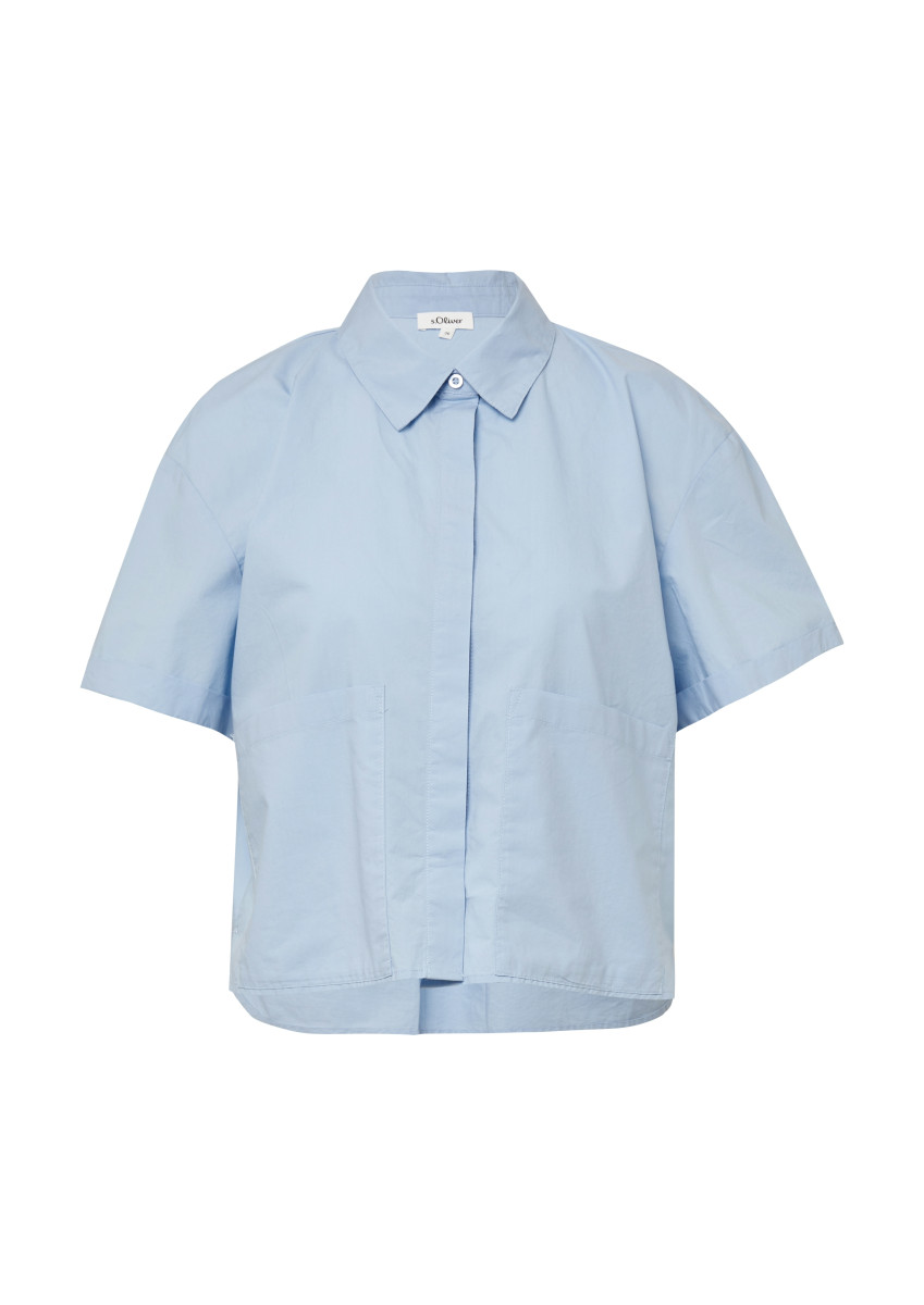 Verkürzte Hemdbluse hellblau