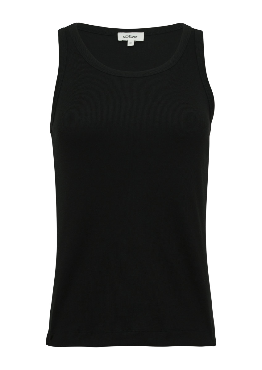 Slim-Fit-Top mit Rippstruktur schwarz