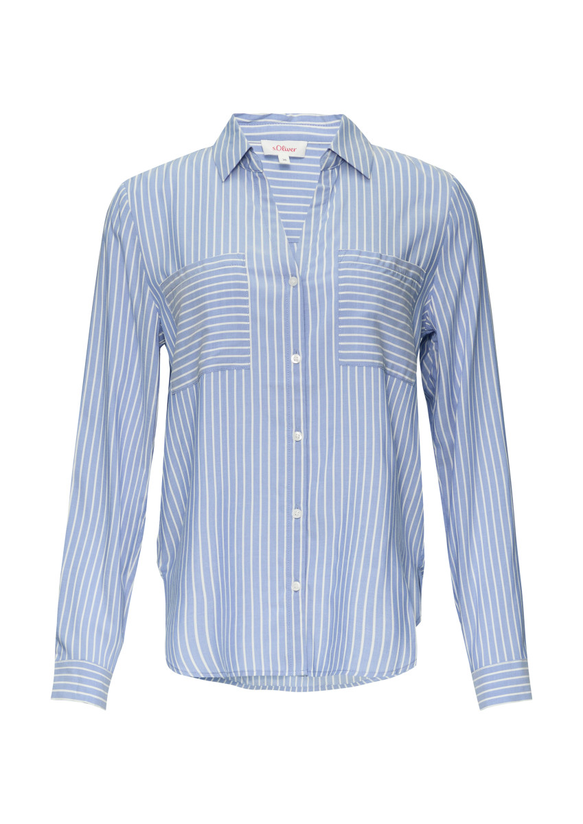Streifen-Bluse mit aufgesetzten Taschen