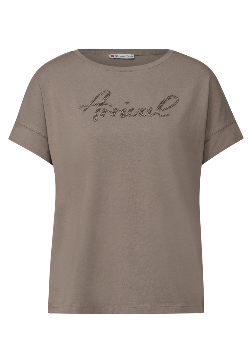 Shirt mit Wording-Stickerei