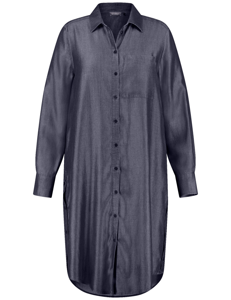 Hemdblusenkleid in schimmernder Denim-Optik
