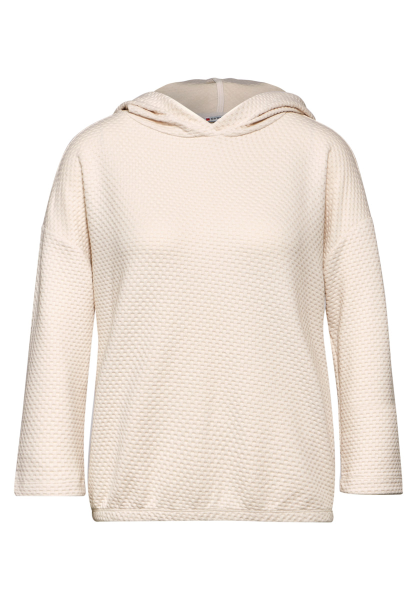 Strukturshirt mit Kapuze beige