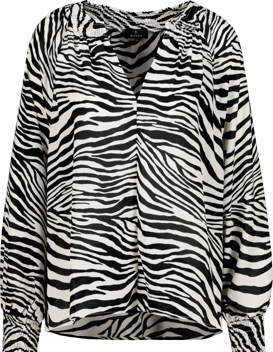 Gesmokte Zebramuster Bluse