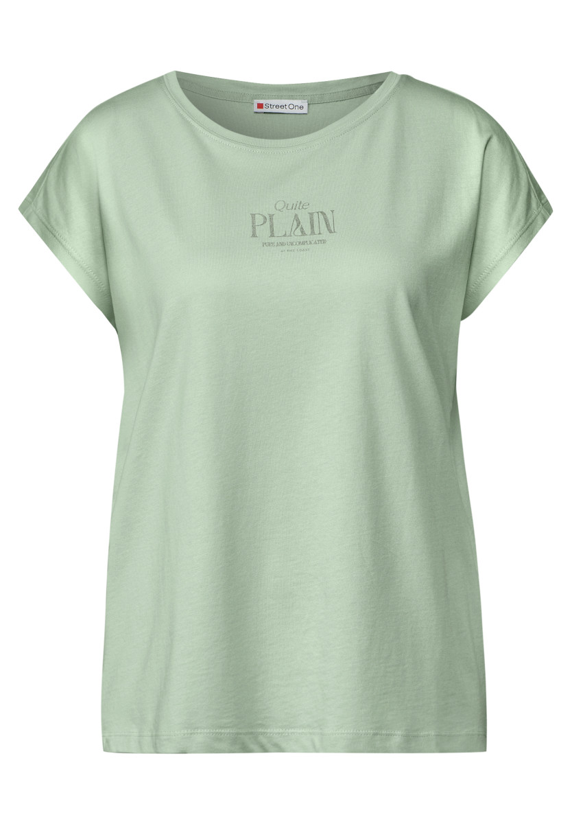 Basic Shirt mit Wording Grün