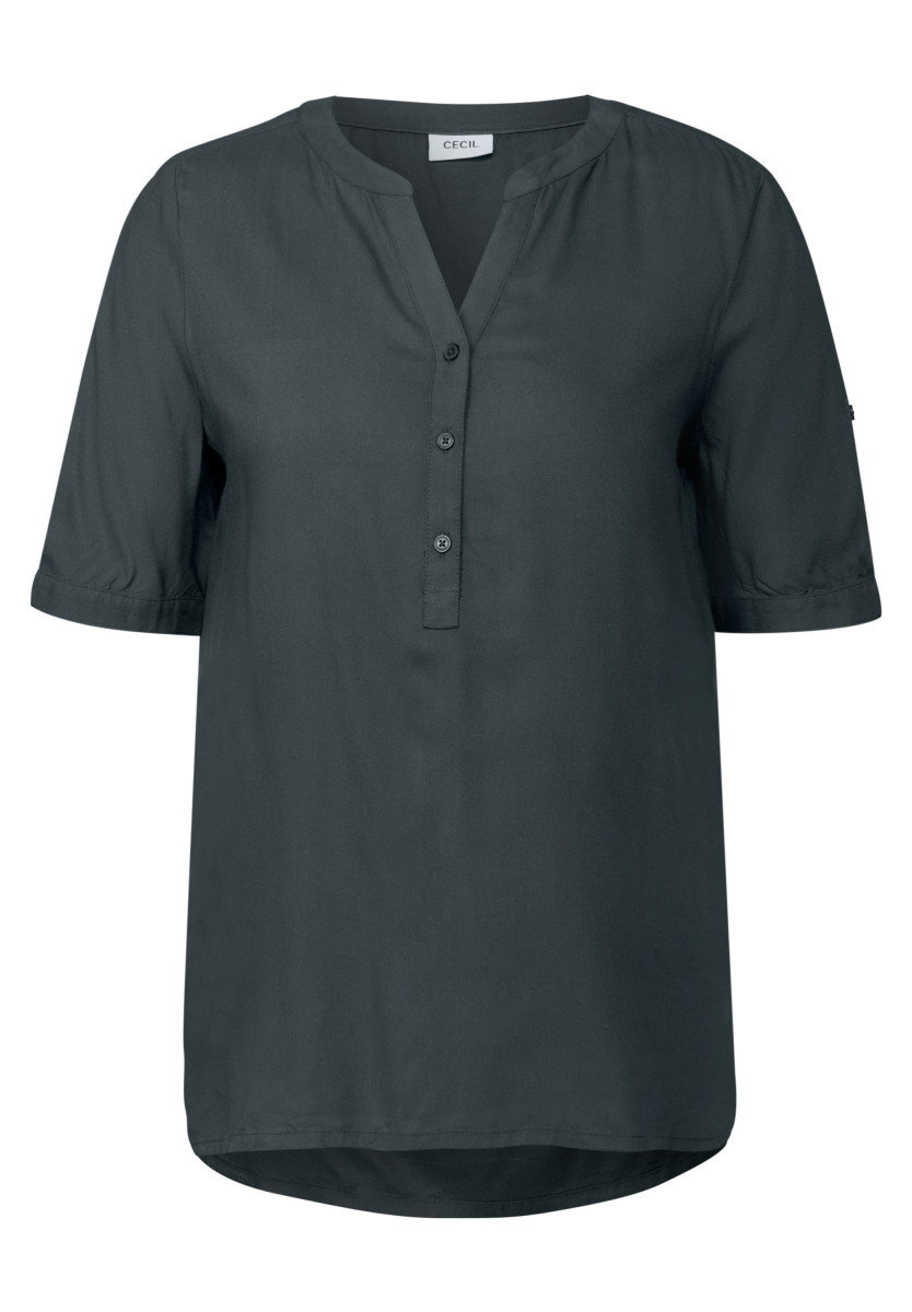 Kurzarmbluse in Unifarbe khaki
