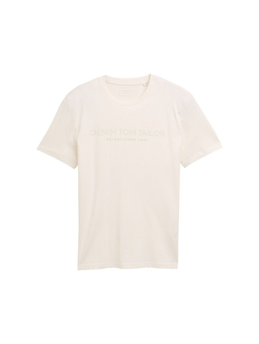 T-Shirt mit Logo Print beige