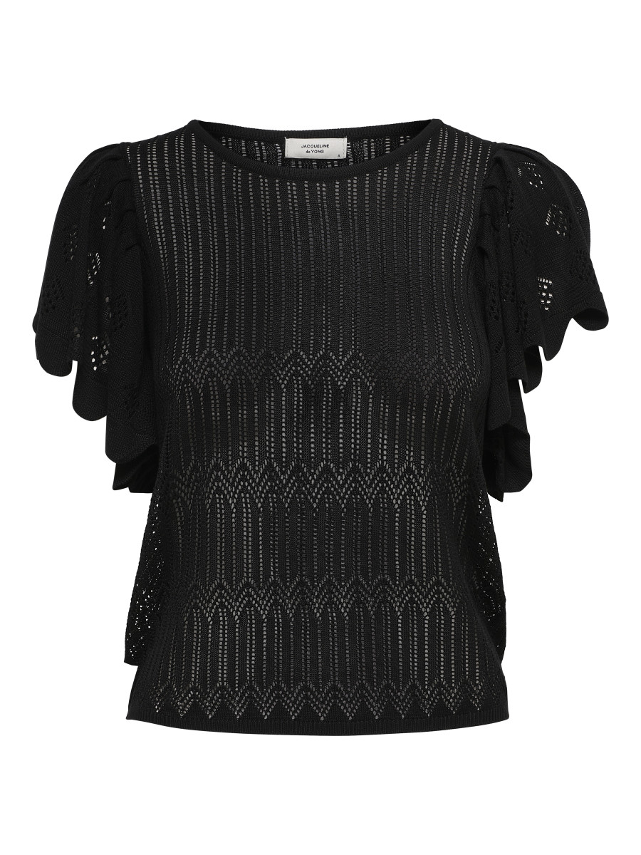 Kurzarm-Strickpullover schwarz