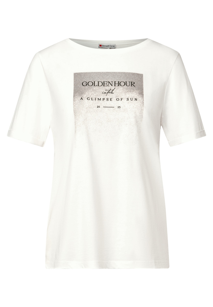 Shirt mit Schimmer-Print weiß
