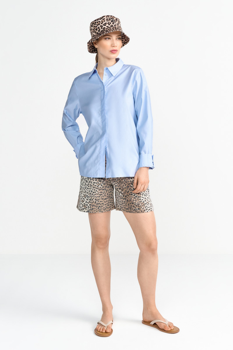 Leopard Print Denim Shorts