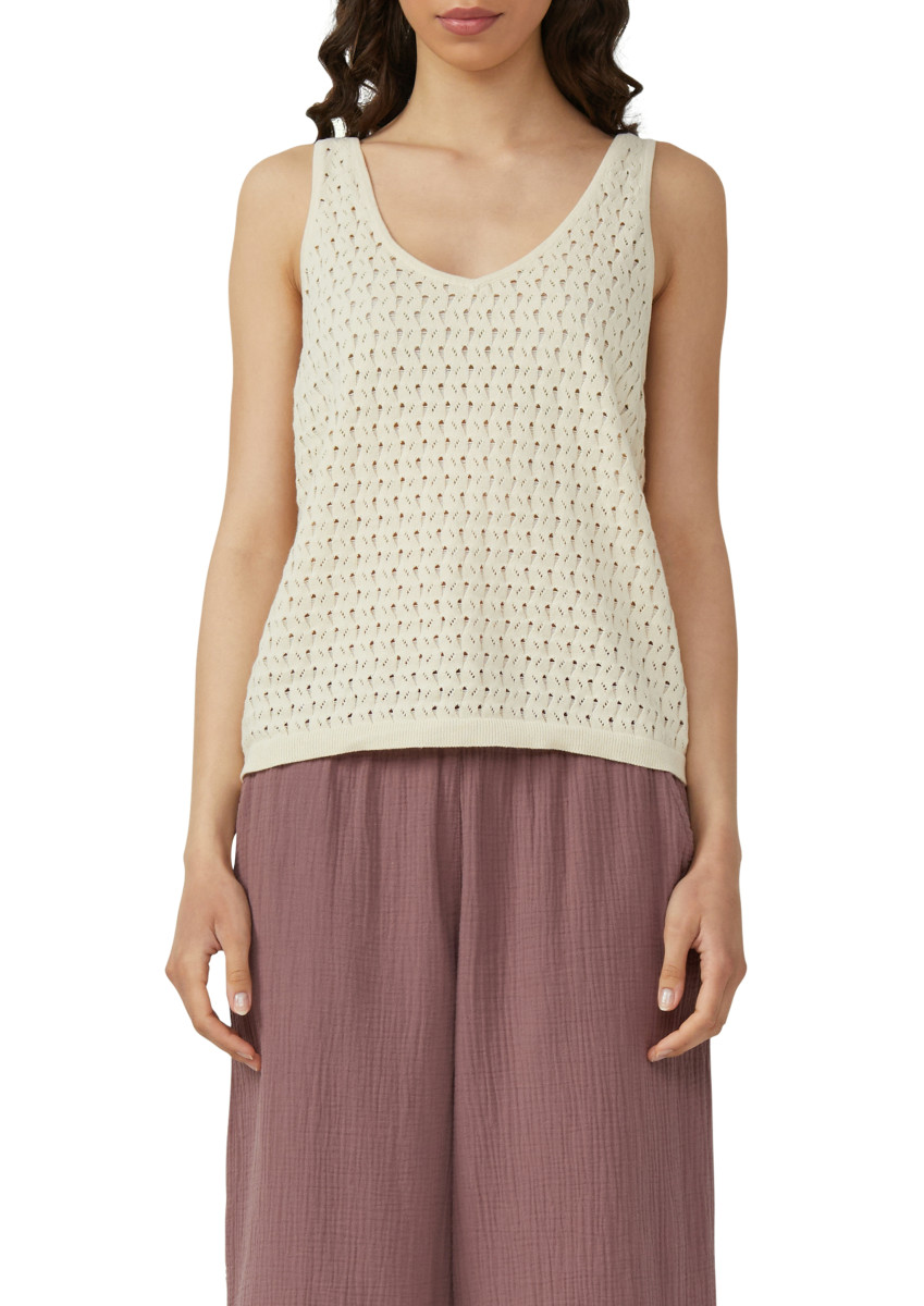 Stricktop mit Ajourmuster beige