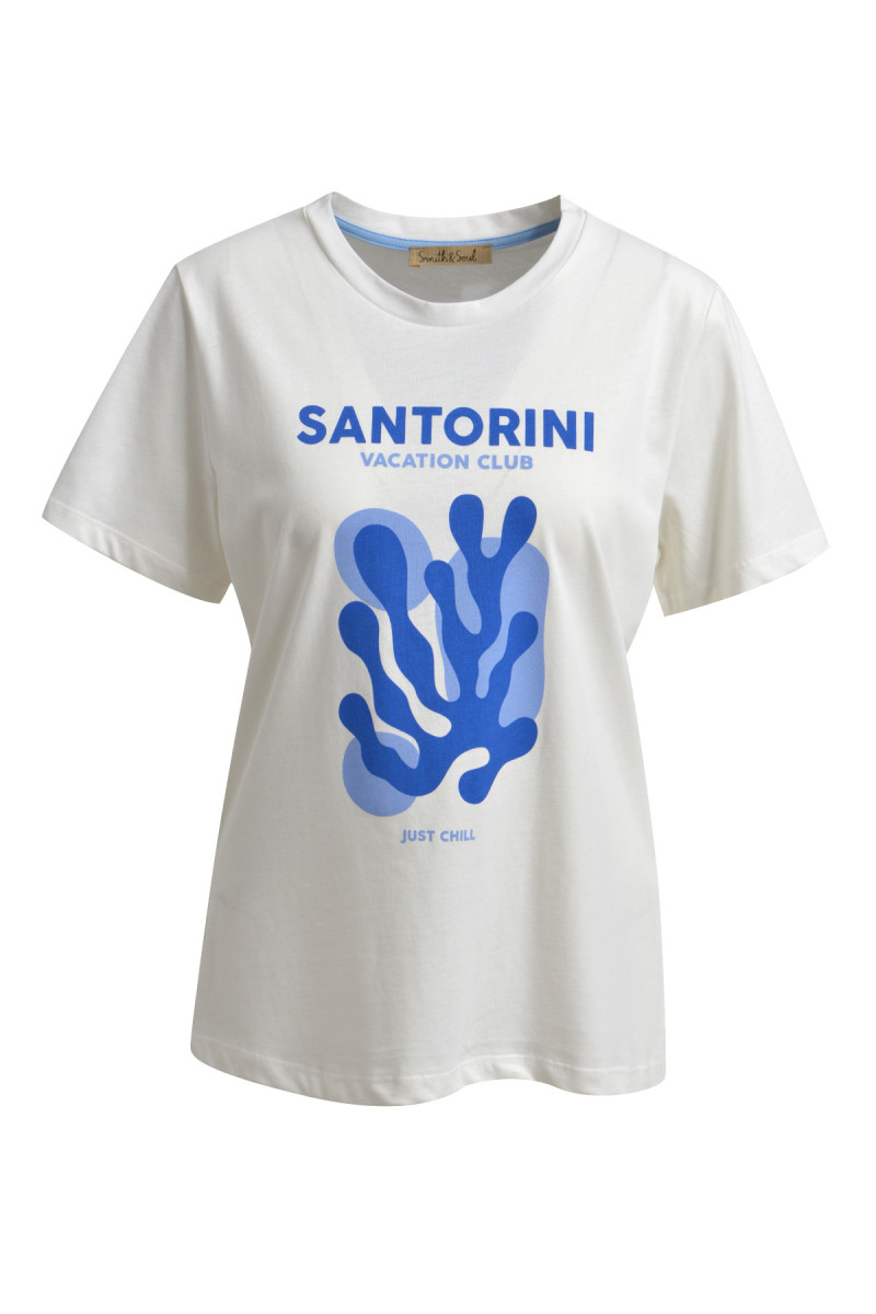 T-Shirt mit Santorini Print