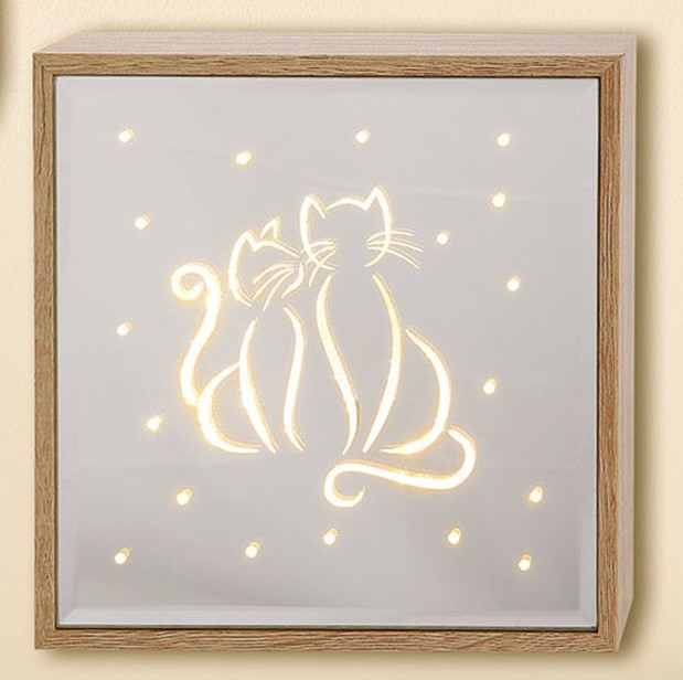 LED-Spiegelbox "Katzenpaar"