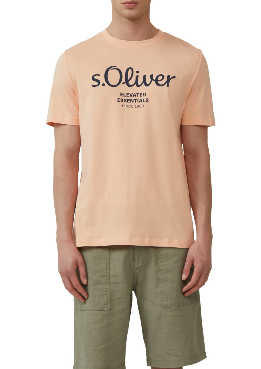 T-Shirt mit Logo-Print orange