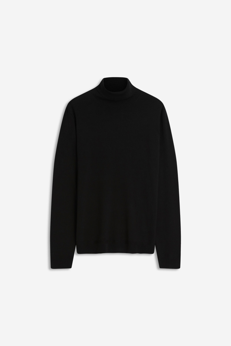 Rollkragen Feinstrick-Pullover schwarz
