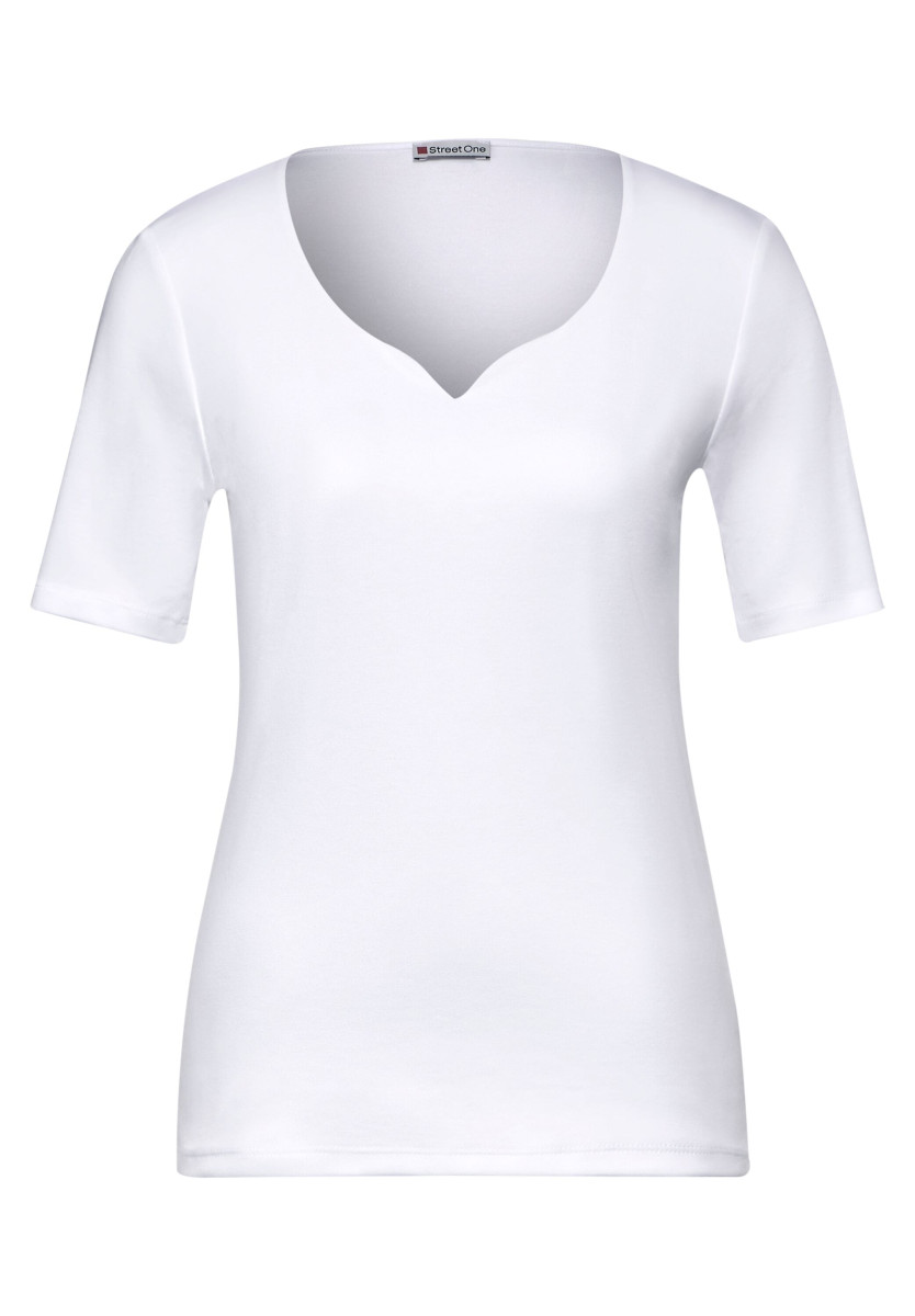Shirt mit Herz-Ausschnitt weiß