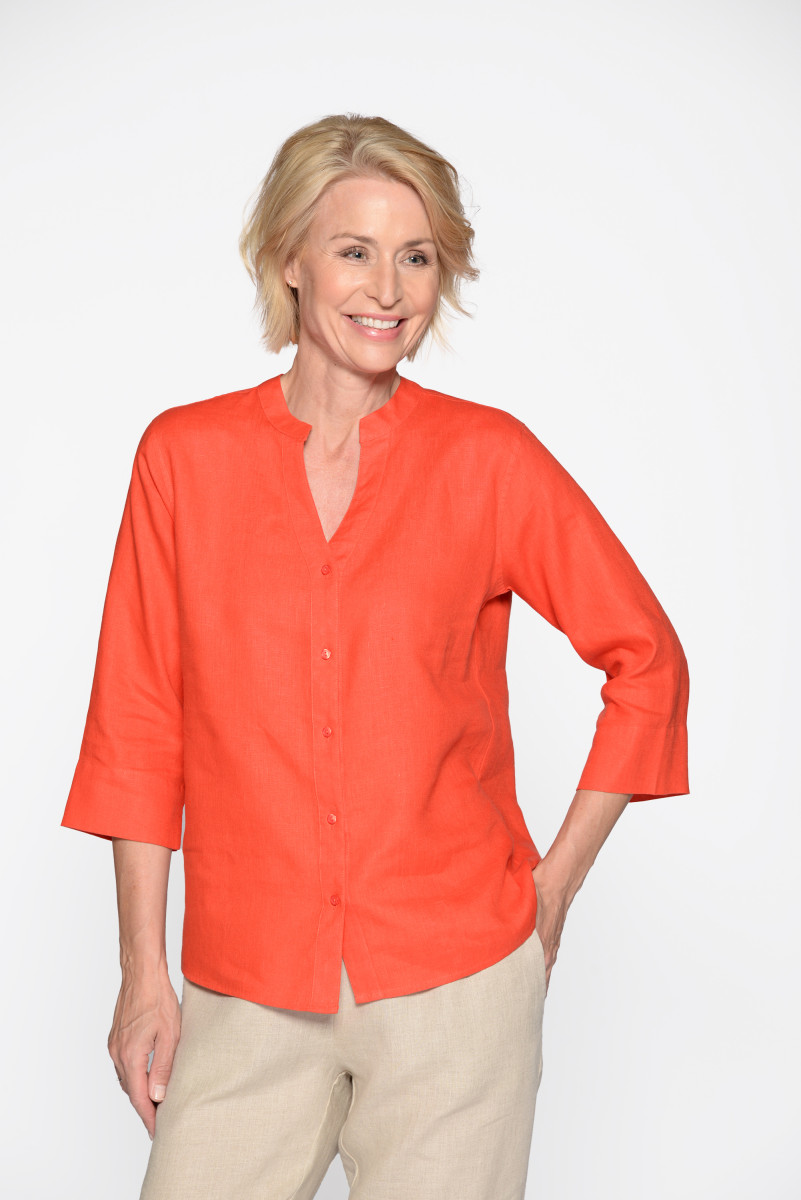 Bluse mit V-Ausschnitt koralle