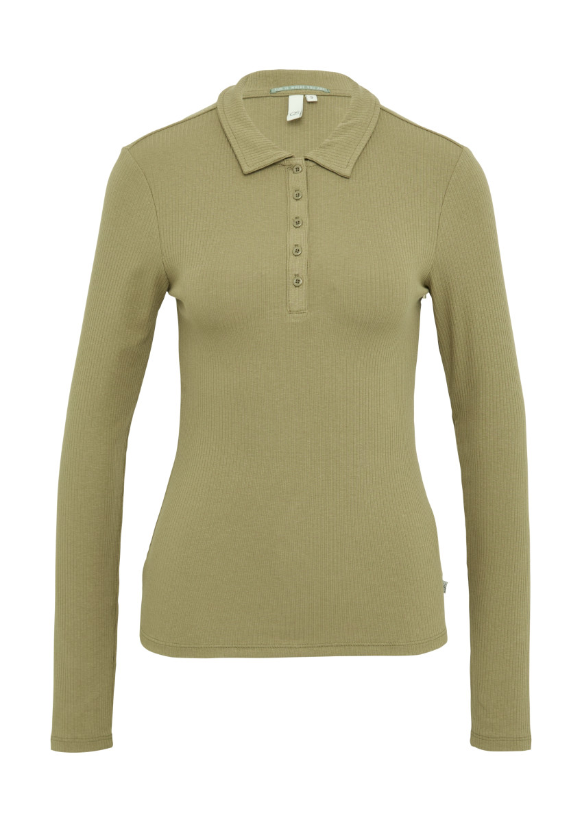 Rippshirt mit Polokragen