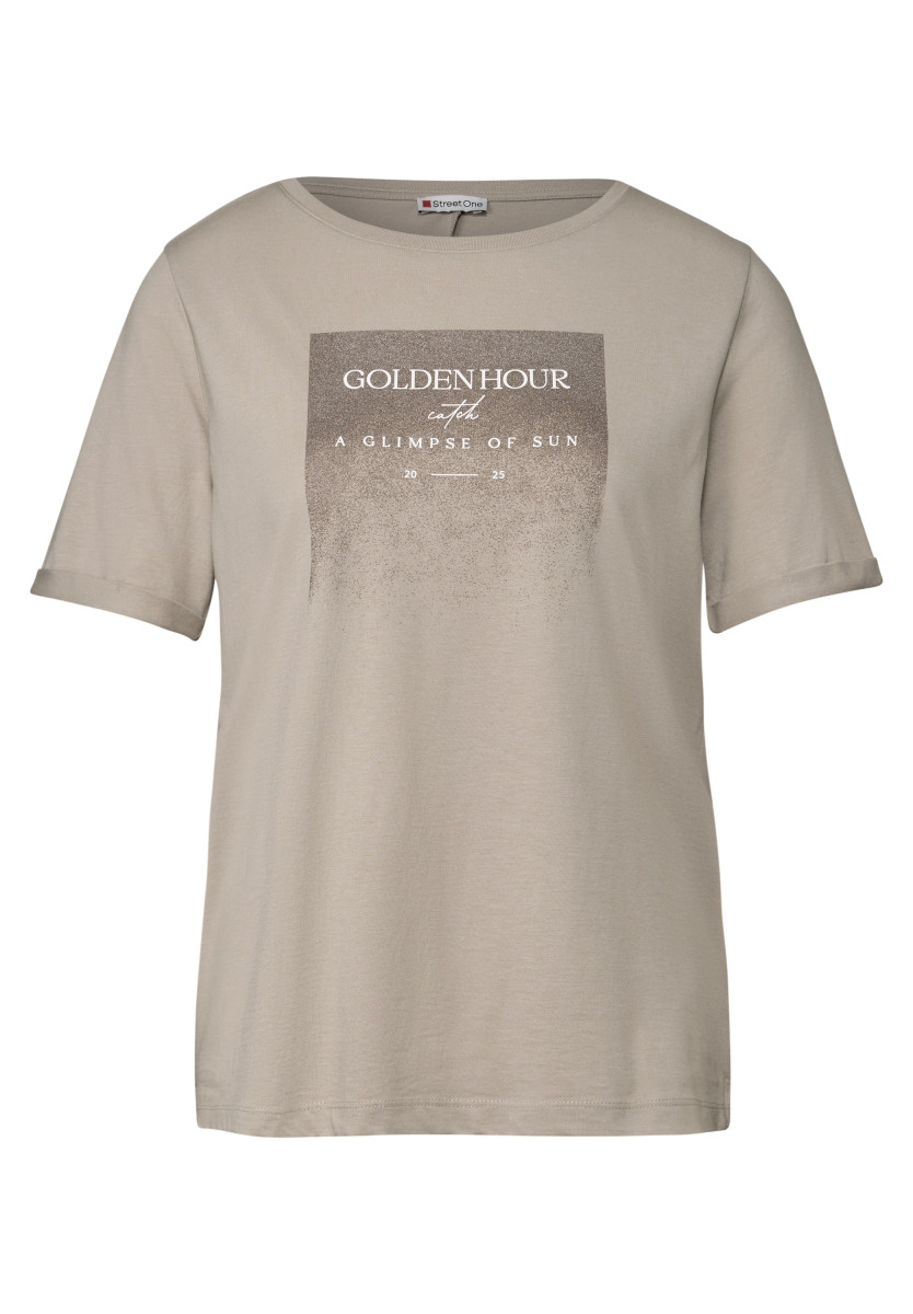 Shirt mit Schimmer-Print beige