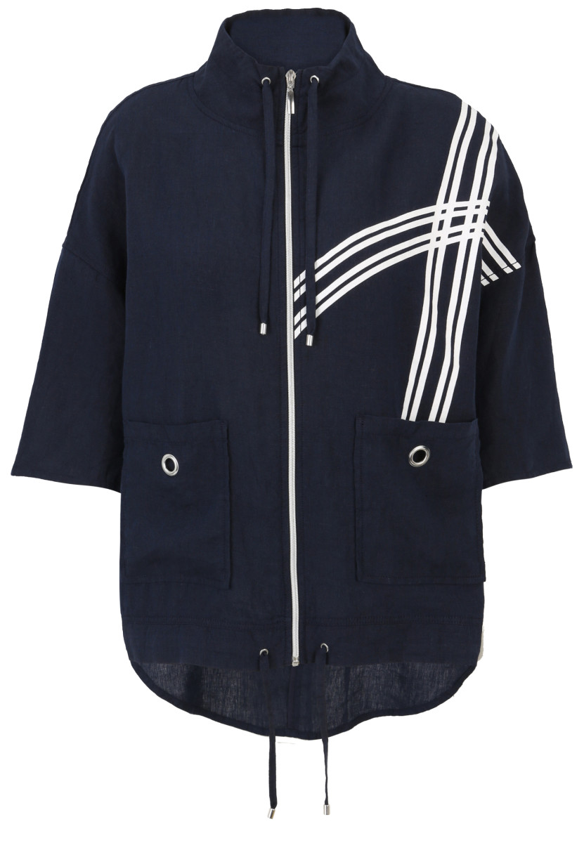 Leinen-Jacke mit Motiv-Print