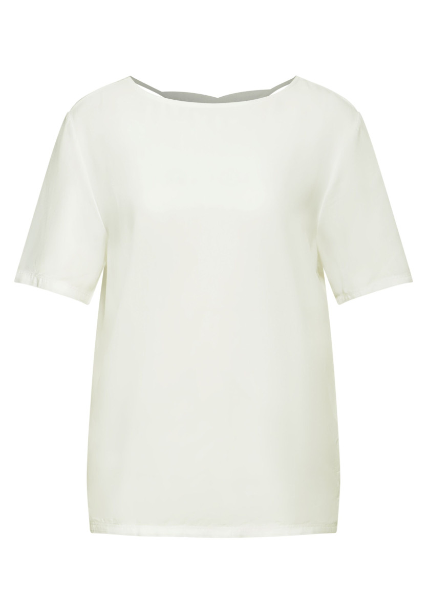Materialmix T-Shirt weiß