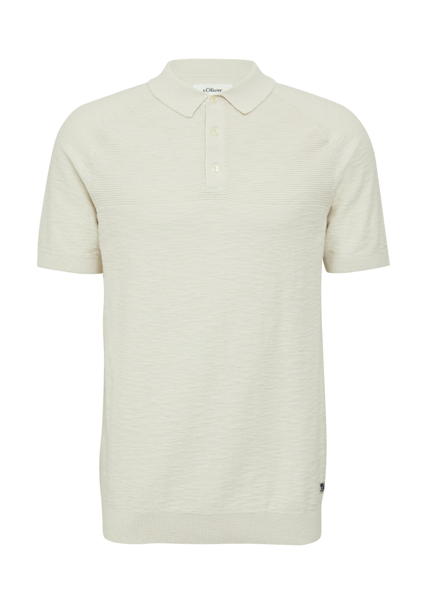 Gestricktes Poloshirt mit Flammgarnstruktur