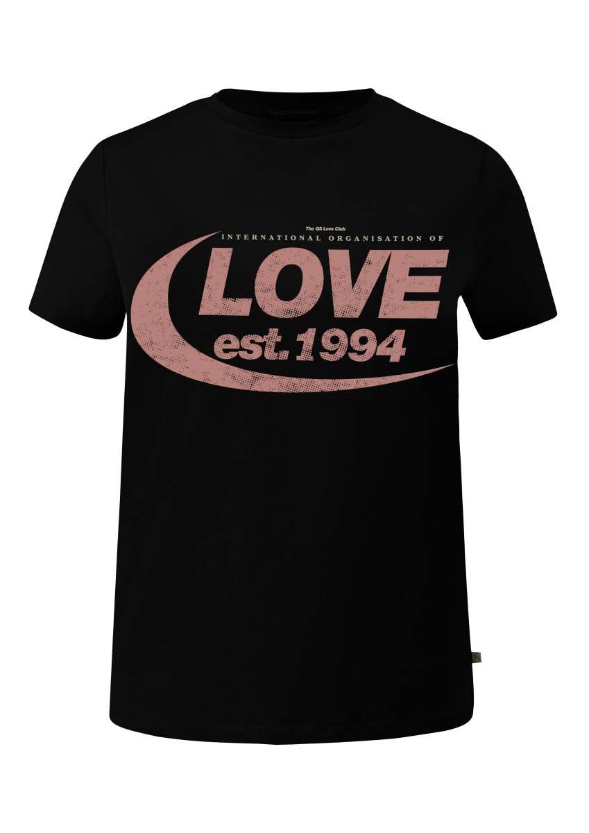 Baumwollshirt mit Frontprint schwarz
