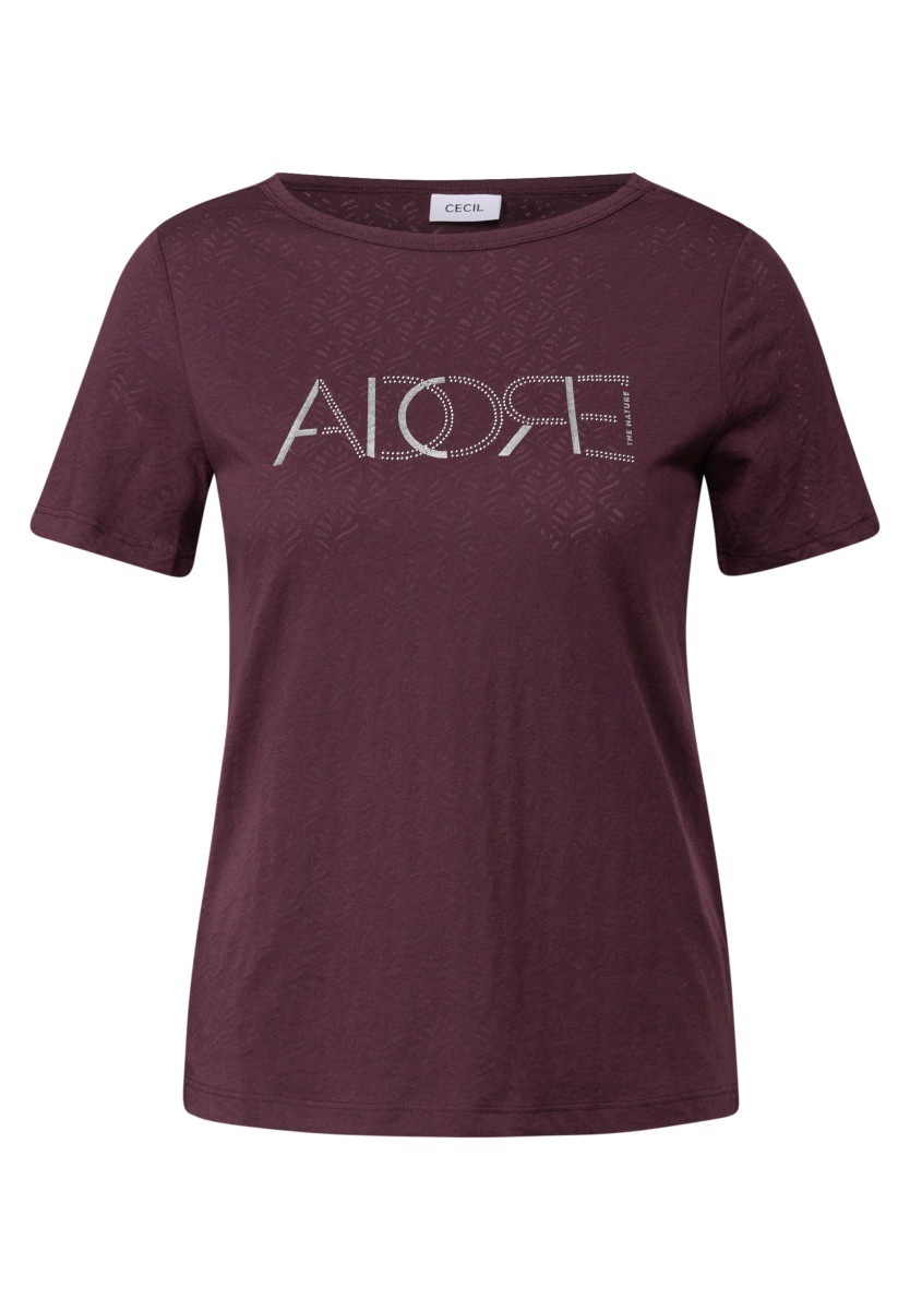 Ausbrenner-Shirt mit Wording beere