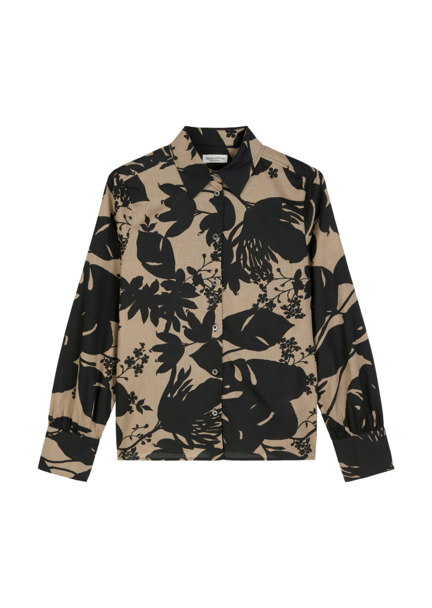 Print-Langarm-Bluse braun