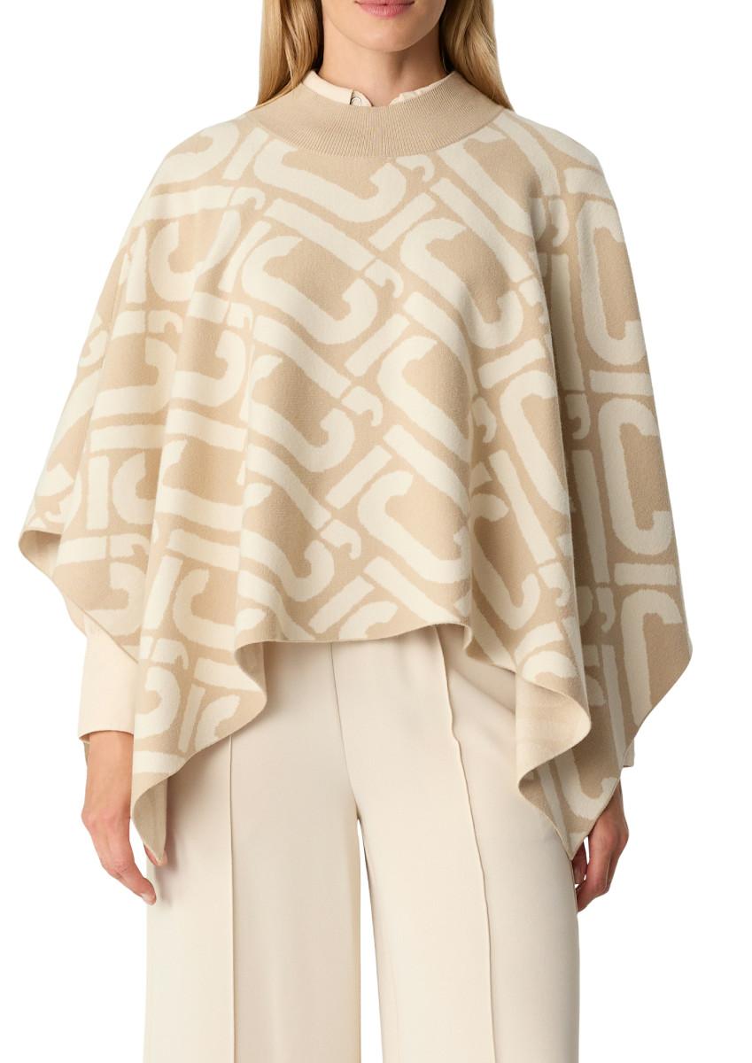 Strick-Poncho mit Icon-Print