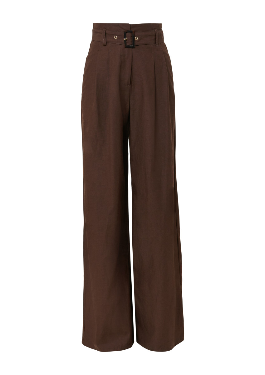Wide-Leg-Hose braun