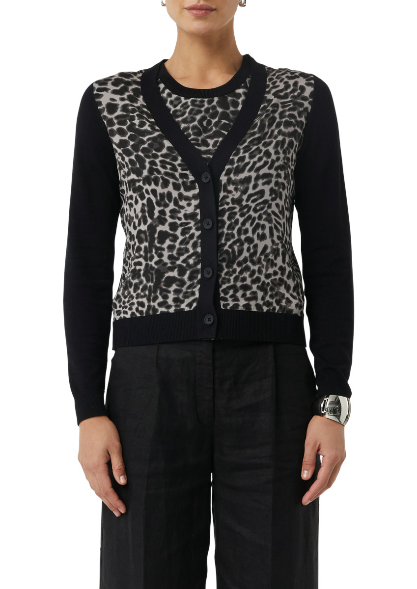 Cardigan mit Leo-Print