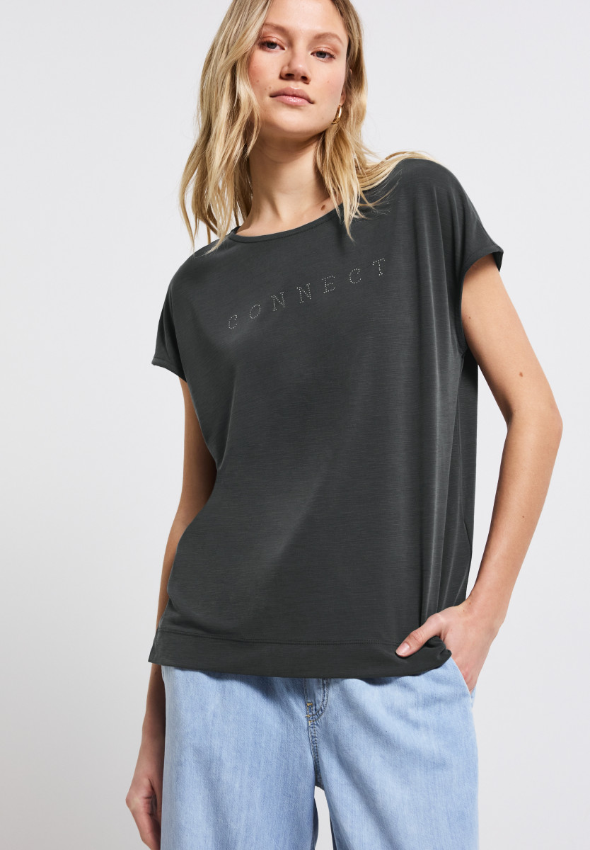 Silk-Look Shirt mit Wording