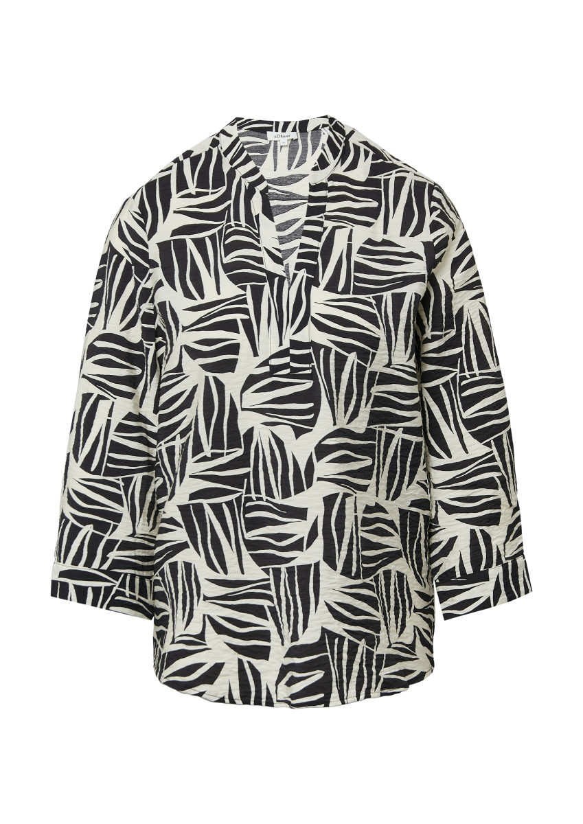 Bluse mit All-over-Print schwarz