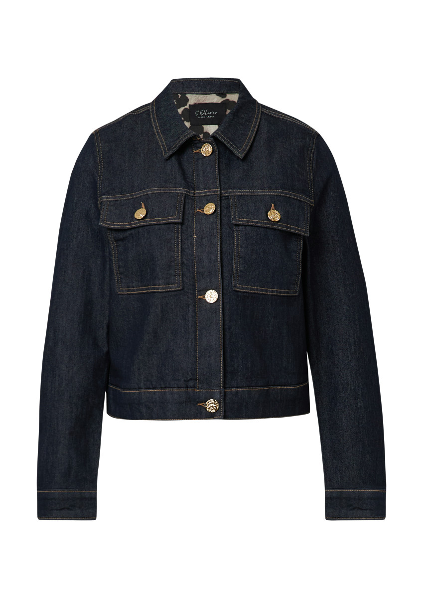 Jeansjacke mit Leo-Futter