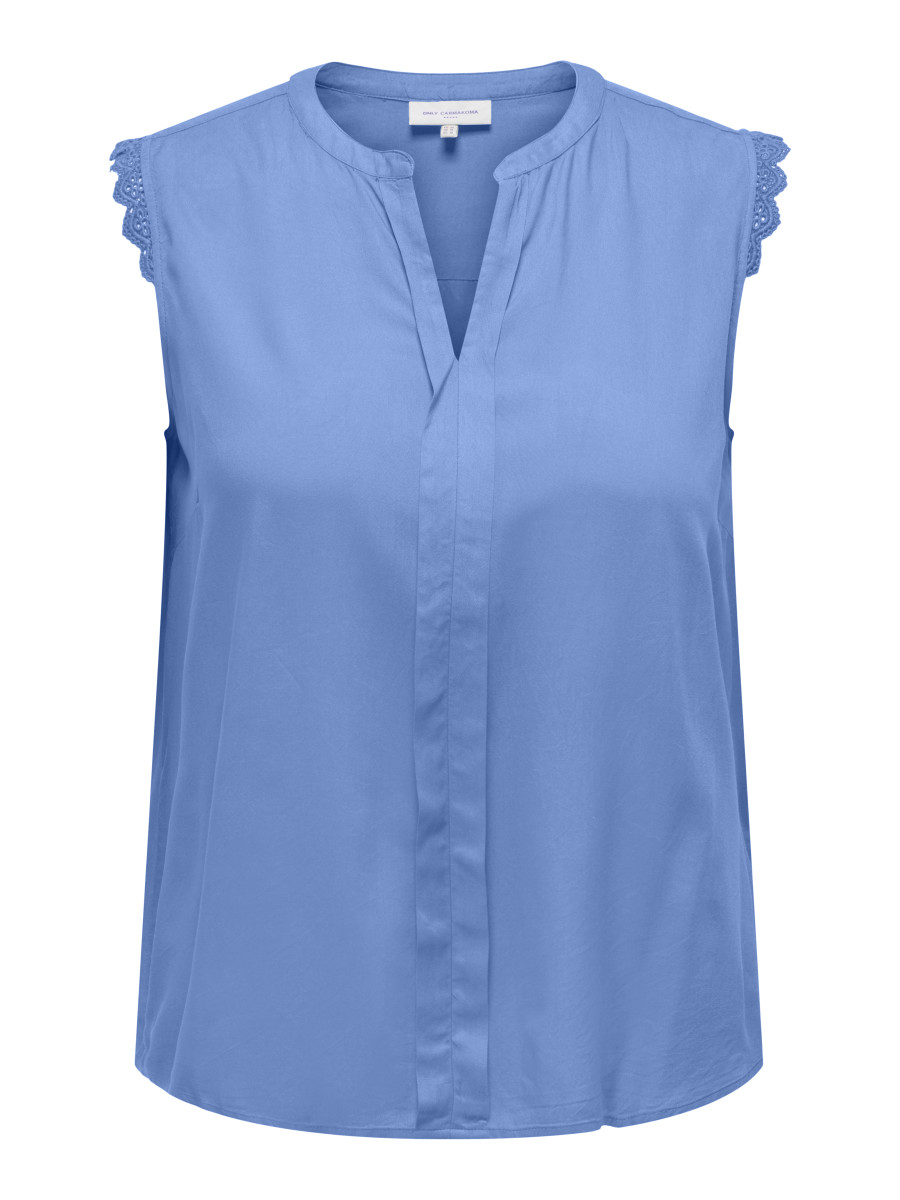 Ärmelloses Curvy-Top blau